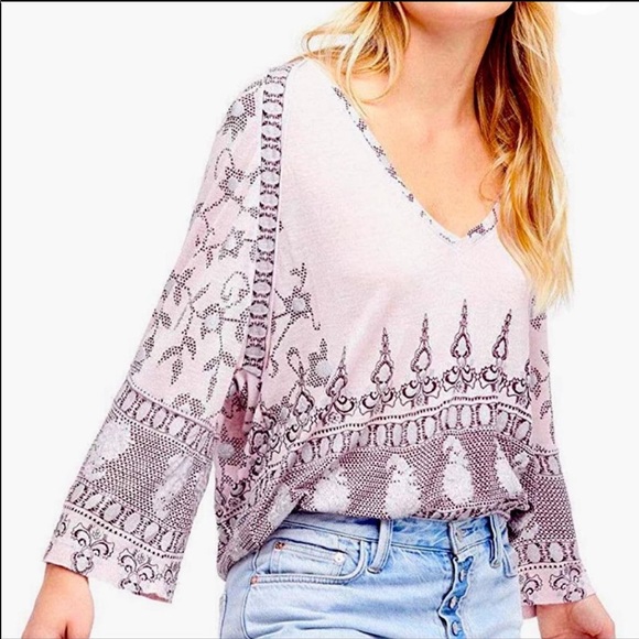 FREE PEOPLE Lilac Medallion Print Pullover Blouse - Picture 1 of 3